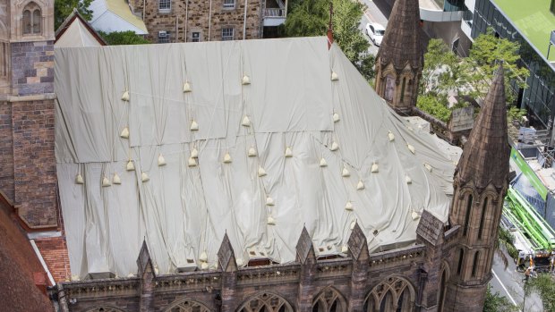 The St John's Anglican Cathedral roof was badly damaged.