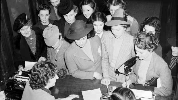 Plenty has changed: Women at a Sydney branch of the Commonwealth Bank in 1940. T