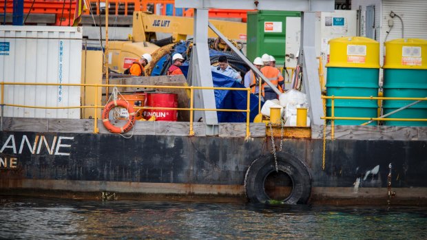 The construction site was part of the Barangaroo ferry hub project.