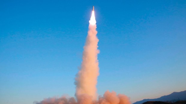 A file photo distributed by the North Korean government, the Pukguksong-2 is launched at an undisclosed location in North Korea. 