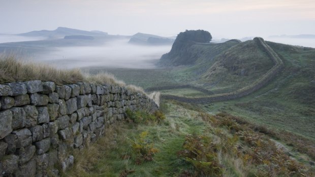 The remains of Hadrian's Wall still winds its way over northern England.