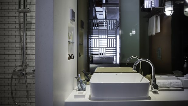 Sleek urbanity: Bathroom at the Ovolo Southside.