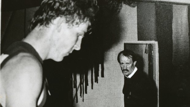 Jim Stynes and Melbourne coach John Northey after losing the 1987 preliminary final.