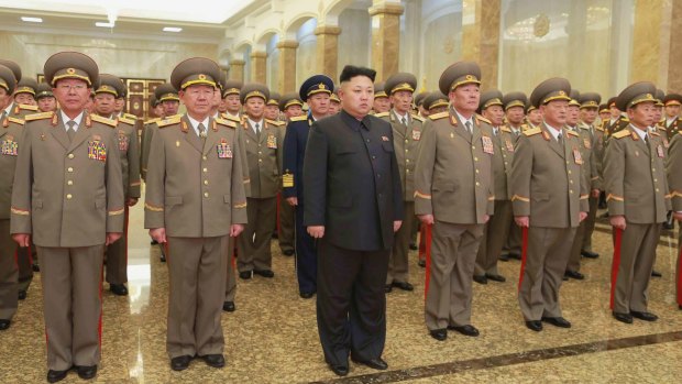 Kim Jong-un pays respects to Kim Il-sung at Kumsusan Palace of the Sun on January 1.