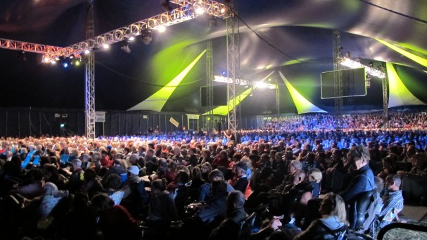 The crowd inside one of the Port Fairy Folk Festival's main arenas.