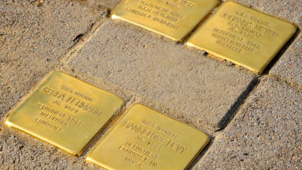 Stolpersteine tribute memorial in Cologne.