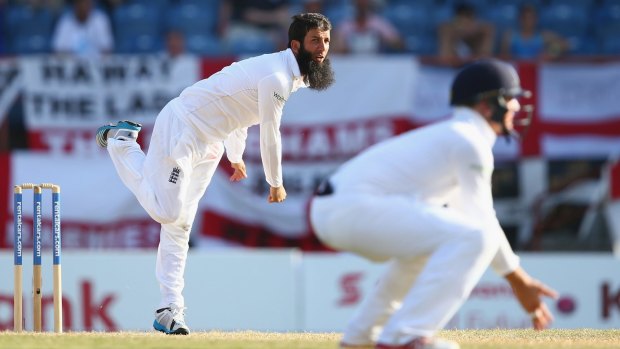 Moeen Ali in action during the second Test.