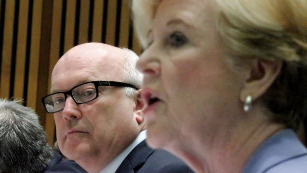 Attorney-General Senator George Brandis and Professor Gillian Triggs.