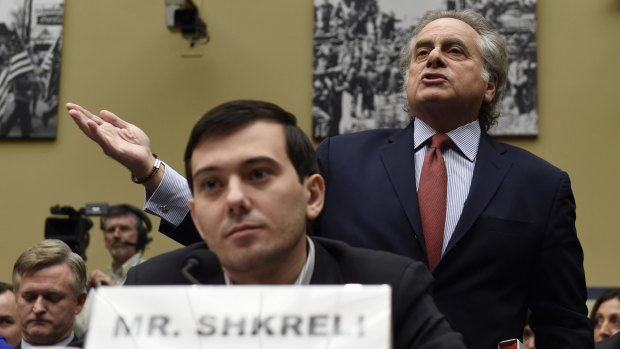 Martin Shkreli with his lawyer in front of the US Congress.