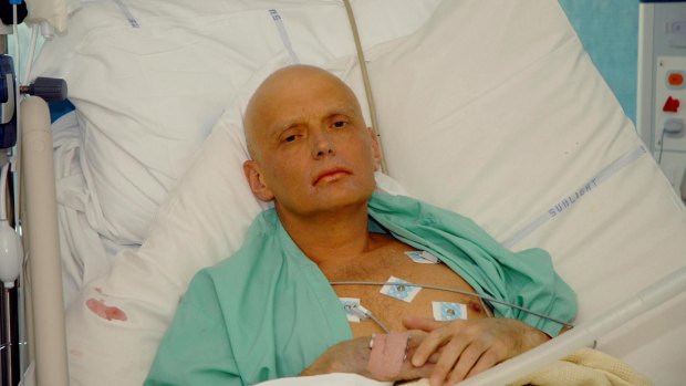 Former Russian security agent Alexander Litvinenko in his hospital bed, at the University College Hospital in central London in 2006.