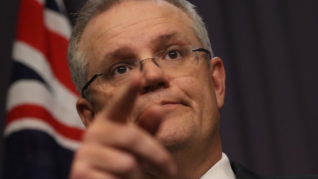 Treasurer Scott Morrison during a press conference in Parliament House in Canberra on Friday.