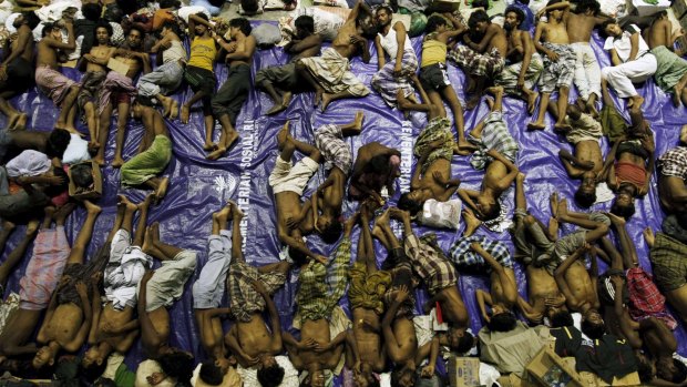Migrants thought to be Rohingya refugees from Myanmar were rescued from boats stranded off the coast of Indonesia's northern Aceh province on Sunday. 