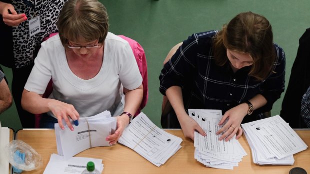 The first ballot papers are counted in Sunderland, United Kingdom. 