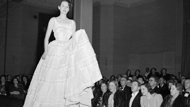 A model from the Christian Dior fashion parade at David Jones in Sydney in 1948.