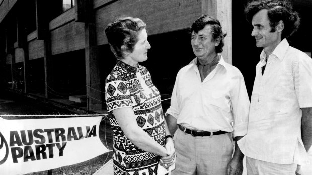 At the Australia Party Convention in 1974:  Bridget Gilling, Michael Donalan and Gordon Barton.