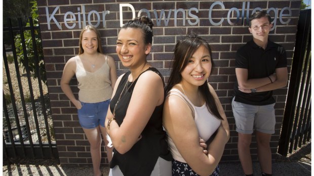 High-achieving Keilor Downs High School students (from left) Laura Nield, Monique Volf, Nguyet Cao and Branislav Obradovic.