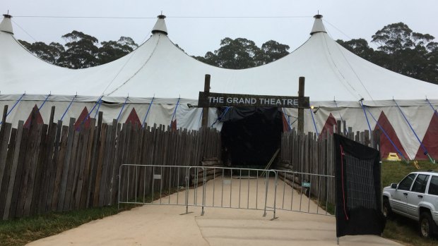 A blocked-off entrance to the Grand Theatre, where the crush happened, on Saturday at Falls Festival in Lorne.