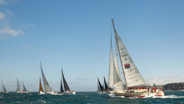 The Sydney to Hobart race fleet on Boxing Day.