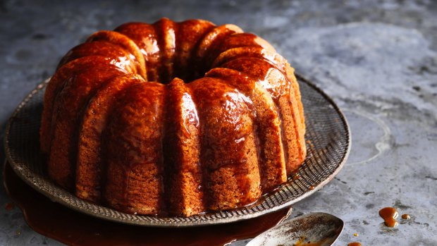 Banana, coffee and cardamom bundt cake.