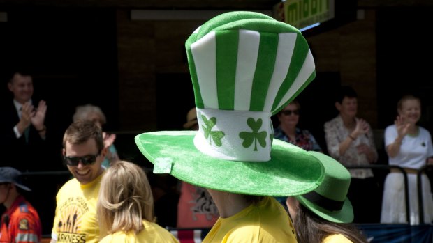 Revellers join the St Patrick's Day Parade in Brisbane.