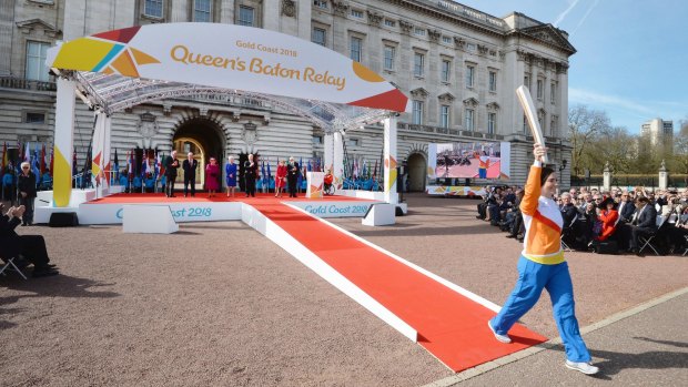 Former Australian cyclist Anna Meares was the relay's first runner at Buckingham Palace in March.