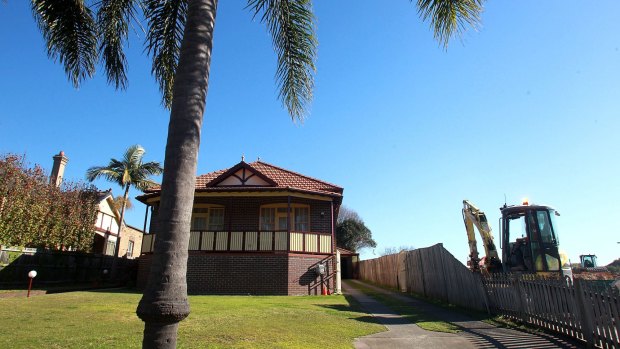 A federation house on the edge of the West Connex construction at Haberfield.