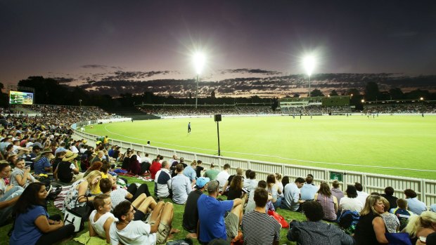 Manuka Oval was about half full for the PM'sXI fixture on Wednesday night.
