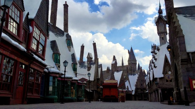 Hogsmeade village, and the Butterbeer cart.