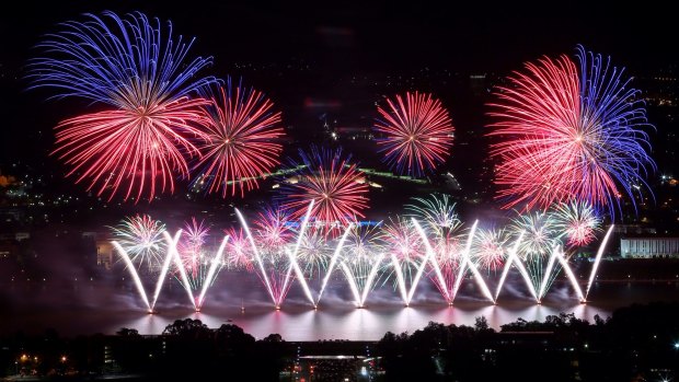 Skyfire fireworks display over Lake Burley Griffin in 2014.