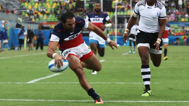 In the blood: After growing up playing rugby, NFL star Nate Ebner realised a dream playing sevens rugby for the United States at the Rio Olympics.