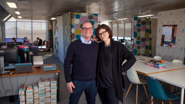 Founders Anthony and Naomi Green in their offices which have expanded from the initial garage set up. 