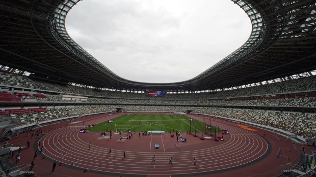 The new National Stadium in Tokyo during a test event last week. International spectators have been banned from attending Olympic events.