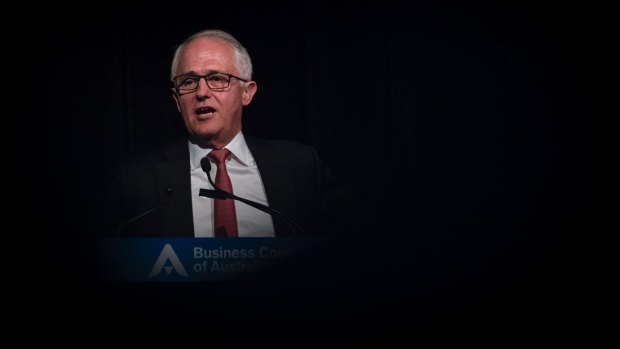 Malcolm Turnbull drops a big hint about income tax cuts at the Business Council of Australia dinner on Monday. 