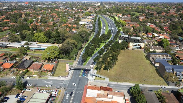 How the M4 East Parramatta road entry and exit will look. 