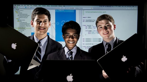Ben Maliel, Deepan Kumar, and Christopher Seidl  Year 10 at Canberra Grammar School have been awarded a scholarship to travel to San Francisco for Apple's international coding conference.