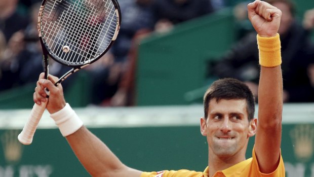 Novak Djokovic enjoys his win.