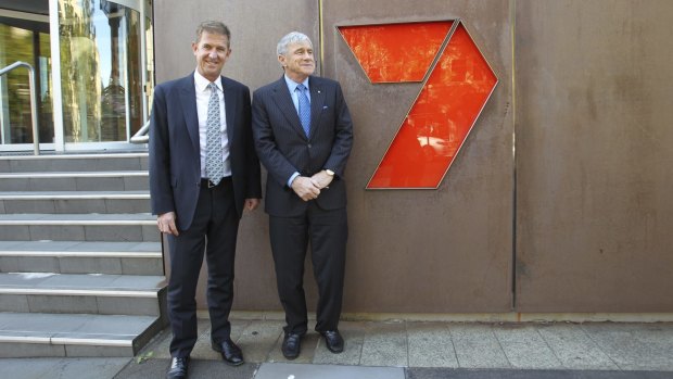 Seven West Media chairman Kerry Stokes (right) and CEO Tim Worner. 