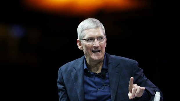 Apple CEO Tim Cook speaks at the WSJD Live conference in California.