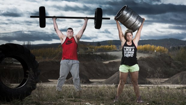 Canberra Strongman competitors Andrew Fraser and Ali Jaques.