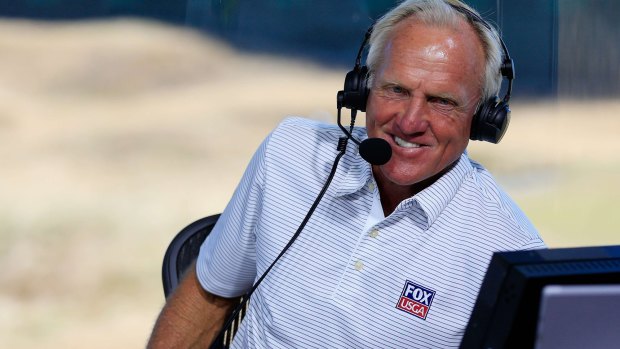 Greg Norman on set prior to the start of the US Open.