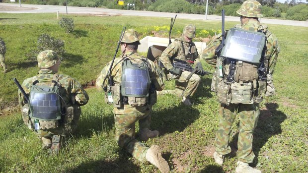 Defence trials of the solar backpack technology developed by the ANU.