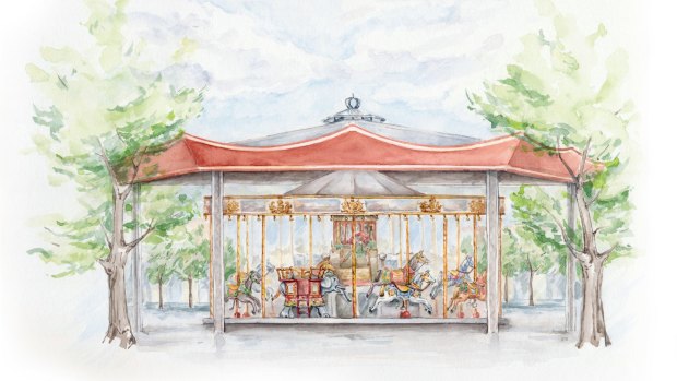 An illustration of Civic carousel by Raisa Kross Illustrations created exclusively for In the City magazine.