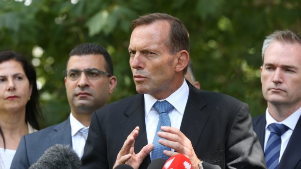 Prime Minister Tony Abbott addresses the media in Sydney on Sunday.