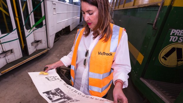 Mrs Larwill was given a poster of her husband painting the tram in 1986, and a yellow paper zone 1 ticket from the 1990s, found by her son Henry on one of the W-class trams.