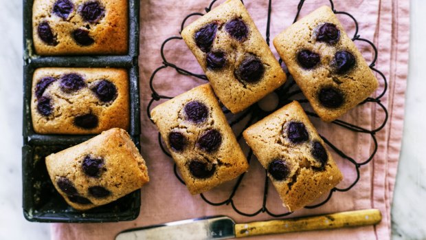 Cherry, lemon & olive oil financier.