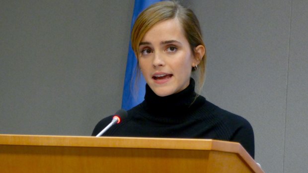 UN Women Goodwill Ambassador and actress Emma Watson makes a speech at the United Nations headquarters in New York City on September 20, 2016. 