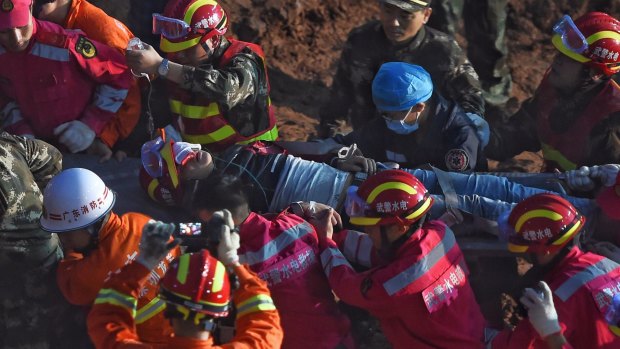 A survivor is found at the site of landslide at an industrial park in Shenzhen.