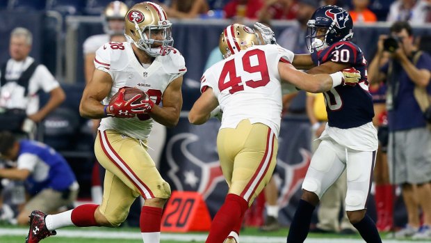 Cisco kid: Jarryd Hayne rushes during a pre-season game with the San Francisco 49ers.