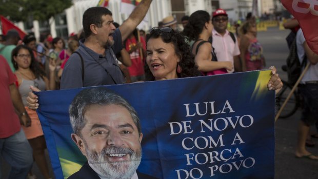 A demonstration to support Lula da Silva in Rio on Friday.