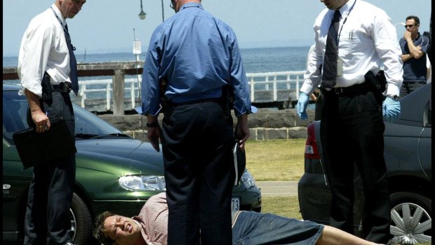 Underbelly's biggest belly: Carl Williams is arrested on Beaconsfield Parade, Port Melbourne. 